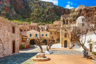 Wonder the cobbled streets of the southeastern Peloponnese and admire the distinct architecture of Monemvasia