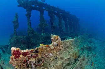 Visit the remaining columns of RMS Rhone shipwreck.