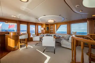 The yacht has warm interiors by&nbsp;Ken Freivokh