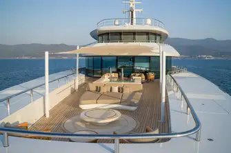The owner's private foredeck lounge
