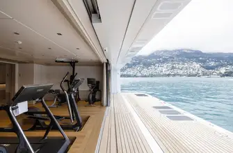 The lower deck wellness centre has a gym with a huge sea terrace