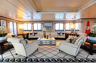 One of the lounge areas in the main saloon