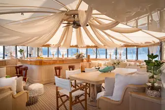 The Circus offers a bar, dining area and lounge - which makes it one of the most popular spots on the yacht