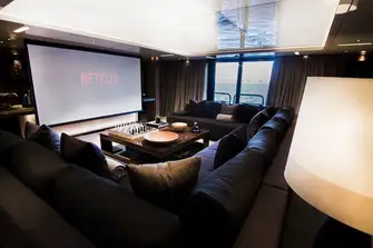 The main saloon converts into a cinema room