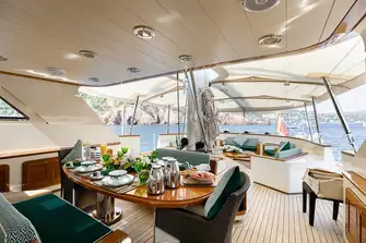 The main deck's cockpit is a popular spot for guests to spend time