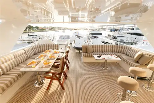 Sun deck seating and dining area 